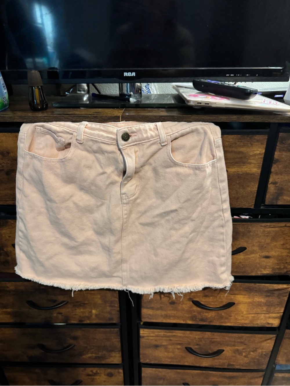 Sadie & Sage Light Pink Denim Mini Skirt size Medium